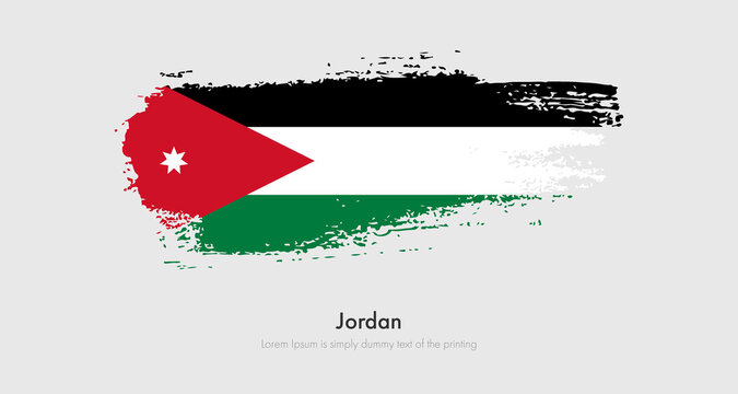 Brush painted grunge flag of Jordan. Abstract dry brush flag on isolated background