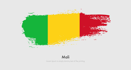 Brush painted grunge flag of Mali. Abstract dry brush flag on isolated background