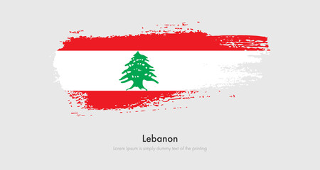 Brush painted grunge flag of Lebanon. Abstract dry brush flag on isolated background
