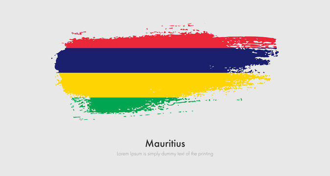 Brush painted grunge flag of Mauritius. Abstract dry brush flag on isolated background