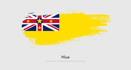 Brush painted grunge flag of Niue. Abstract dry brush flag on isolated background