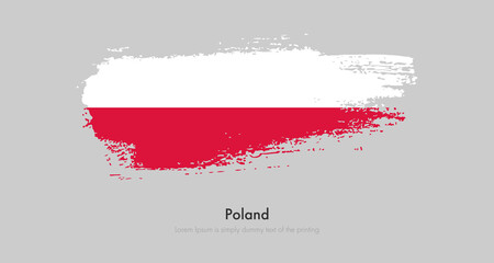 Brush painted grunge flag of Poland. Abstract dry brush flag on isolated background