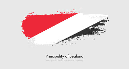 Brush painted grunge flag of Principality of Sealand. Abstract dry brush flag on isolated background