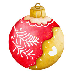 Christmas Ball, Christmas Decoration, Christmas ornament Watercolor illustration
