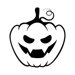 Line art Halloween pumpkin. Jack o Lantern. Happy holiday. Outline design element