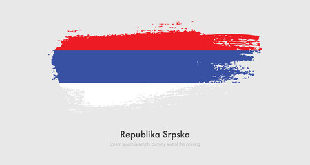 Brush painted grunge flag of Republika Srpska. Abstract dry brush flag on isolated background