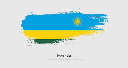 Brush painted grunge flag of Rwanda. Abstract dry brush flag on isolated background