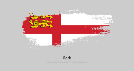 Brush painted grunge flag of Sark. Abstract dry brush flag on isolated background