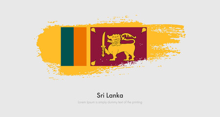 Brush painted grunge flag of Sri Lanka. Abstract dry brush flag on isolated background