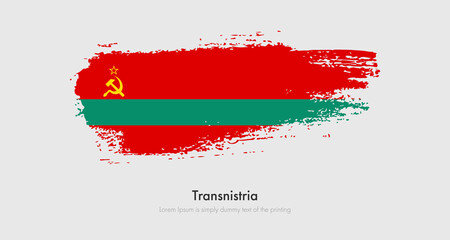 Brush painted grunge flag of Transnistria. Abstract dry brush flag on isolated background