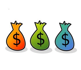 illustration of a money bag with 3 cool gradient color variants, good for business visualization and money or business finance