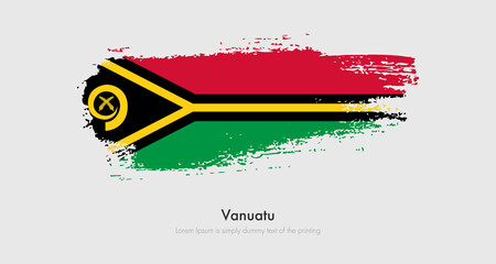 Brush painted grunge flag of Vanuatu. Abstract dry brush flag on isolated background