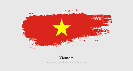 Brush painted grunge flag of Vietnam. Abstract dry brush flag on isolated background