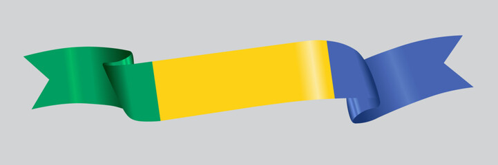 3D Flag of Gabon on a fabric ribbon.