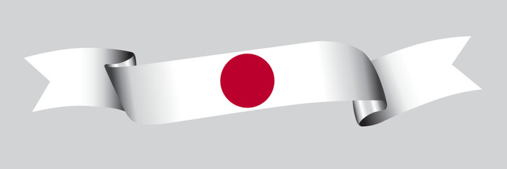 3D Flag of Japan on a fabric ribbon.