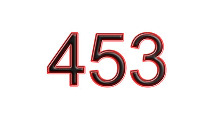 red 453 number 3d effect white background