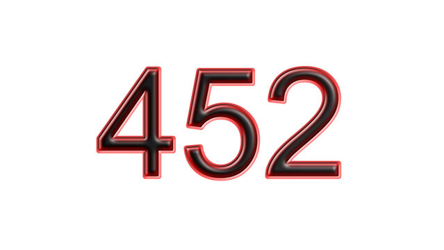 red 452 number 3d effect white background