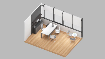 Isometric view of a manager room,office space, 3d rendering.