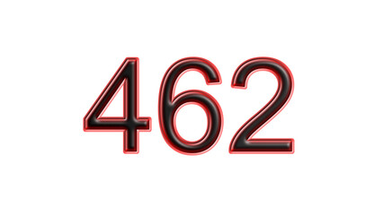 red 462 number 3d effect white background
