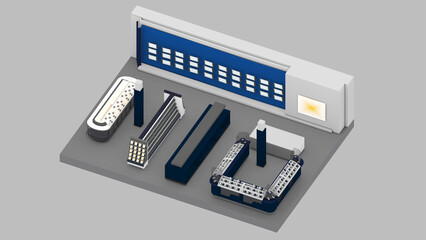 Isometric view of a electronics store,mobile shop,shopping malls, 3d rendering.