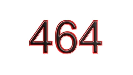 red 464 number 3d effect white background
