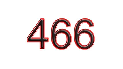 red 466 number 3d effect white background