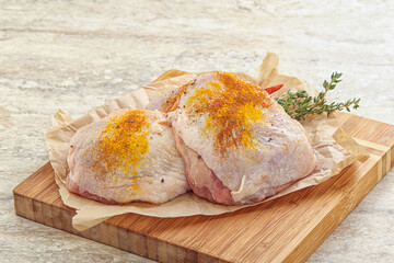 Raw chicken thigh for cooking