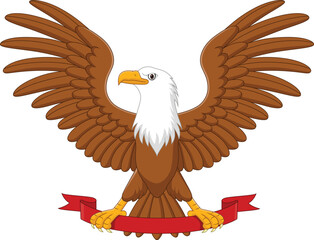 Cartoon eagle grip the blank ribbon