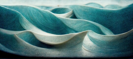 Abstract flowing ceramic curls and swirls, layered waves of stone blue folds - delightfully odd, unusually pretty background graphics resource. - obrazy, fototapety, plakaty