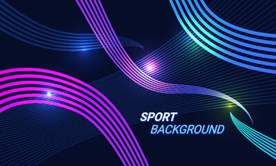 Modern colorful poster or banner for sports with gradient background. Dynamic line design. Vector illustration