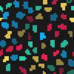 Set line Cake with burning candles, Ice cream, Party hat and Champagne bottle on seamless pattern. Vector