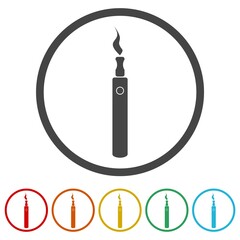 Smoke Electronic Cigarette Zone Silhouette Icon. Set icons in color circle buttons