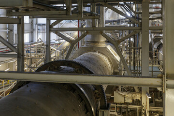 Rotary kiln in big chemical factory.