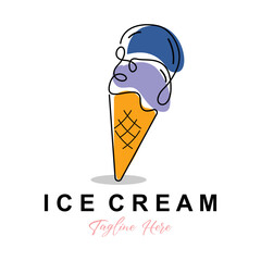 Ice Cream Logo Design, Fresh Sweet Soft Cold Food Illustration, Children's Favorite Vector, Product Brand