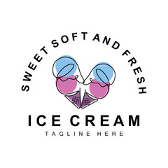 Ice Cream Logo Design, Fresh Sweet Soft Cold Food Illustration, Children's Favorite Vector, Product Brand