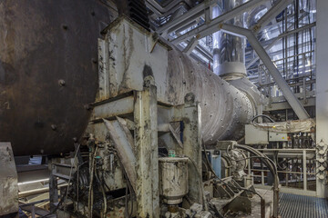 Fototapeta na wymiar Rotary kiln in big chemical factory.