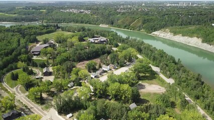 Aerial of Fort Edmonton Park and the River Valley