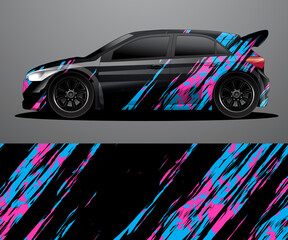 Rally car decal graphic wrap vector, abstract background