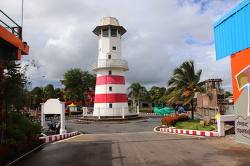 Lighthouse at the eastern end of Thailand, Laem Ngop District, Trat Province, seen from the back