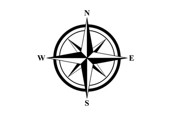 Basic Compass Rose (Full Transparent PNG - Only Black Color) - obrazy, fototapety, plakaty