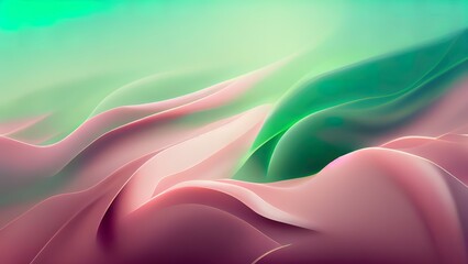 Green and pink pastel flowing abstract shapes.  Creative smooth texture. 4K wallpaper with modern liquid flow. Pattern of light green colors. 