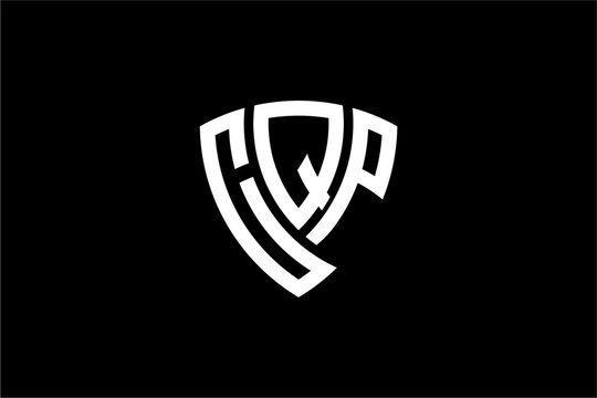 CQP creative letter shield logo design vector icon illustration