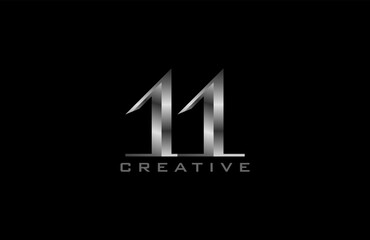 Number 11 Logo. number 11 with silver colour, usable for anniversary and business logos, vector illustration