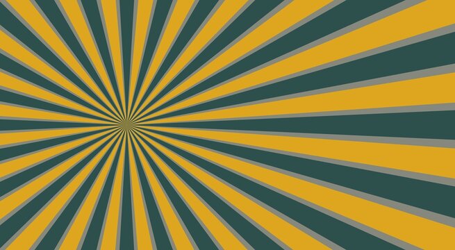 Sunlight retro horizontal background. blond and dark green burst background, retro background with rays, Sun beam ray pattern background Old paper starburst. Circus poster or placard
