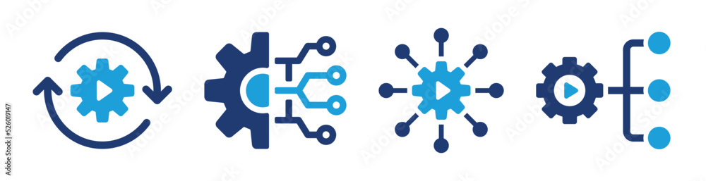Poster Automation icon set. Technology effective process symbol vector illustration. Development concept.