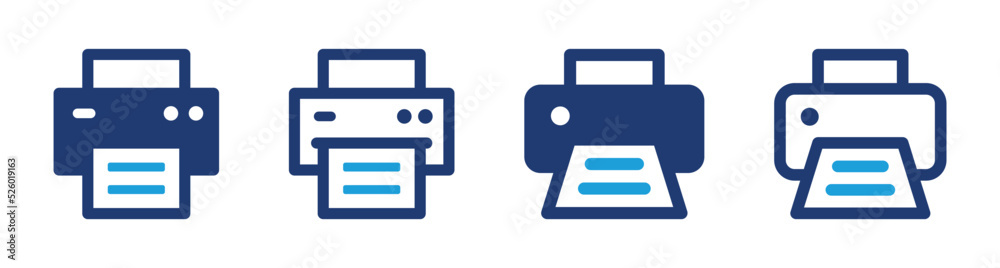Poster printer icon set. printout symbol. printing machine icon template design.