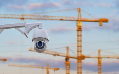 dome type outdoor cctv camera, secure construction site.