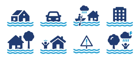 Foto op Aluminium Flooding icon set. Inundation symbol vector illustration. © Icons-Studio
