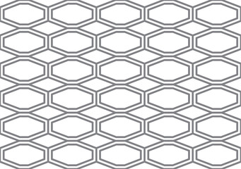 Contemporary tessellated geometric repeating octagon and diamonds regular grid pattern in double gray outlines, PNG Transparent Background	