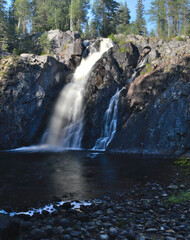 Hepoköngäs Puolanka Finland. One of the highest wild waterfalls in Finland. After the rains, the water flows rapidly.